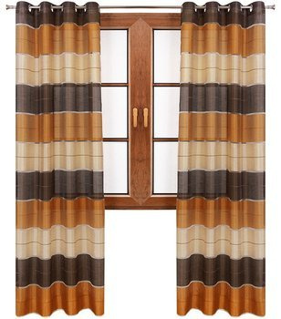 Elegancka zasłona w pasy brąz karmel ecru wzór 17