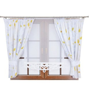 Komplet 2 zasłony żółte listki C2 panel z ażurem Rubi V liście