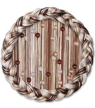 Makaron sznurki z koralikami biały brązowy stare złoto z kulkami