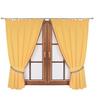 Komplet zasłon żółtych z pomponami Lilo 16 wzór 2