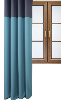 Stylowa zasłona duo turkusowa z pasem na górze grafitowym Massa Sale S28