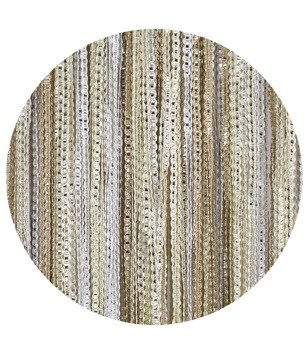 Makaron sznurki z wplecioną srebrną taśmą biały złoto stare złoto