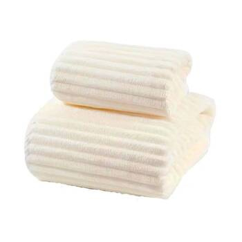 Ręcznik kapielowy w prążki chłonny miękki bezpyłowy do twarzy szybkoschnący wanilowy