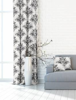 Zasłona w wzory Rubi w szaro białe ornamenty wzór 2