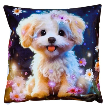 Miękka przytulna poszewka na poduszkę dla dzieci ze zwierzątkami Piesek