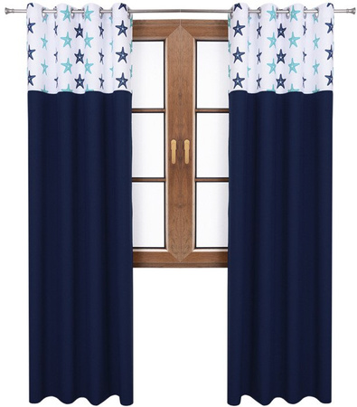Zasłona granatowa matowa duo gwiazdki Rubi 2 wzór U1