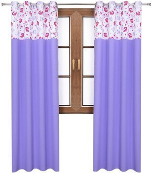 Zasłona jasno fioletowa matowa  duo ptaszki Rubi 2 wzór T1