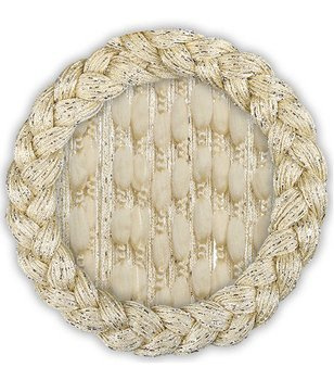 Makarony z puchatymi kuleczkami sznurki z srebrną nicią ecru