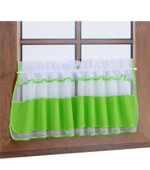 Zazdrostka z woalu i tkaniny matowej jaskrawo zielona Bari z falbanką