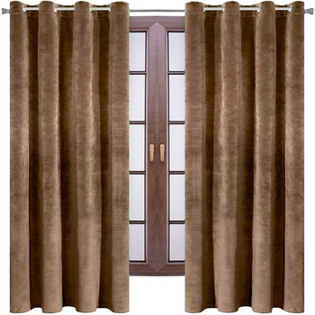 Elegancka zasłona welurowa welwet mleczna czekolada zaciemniająca welur aksamitny