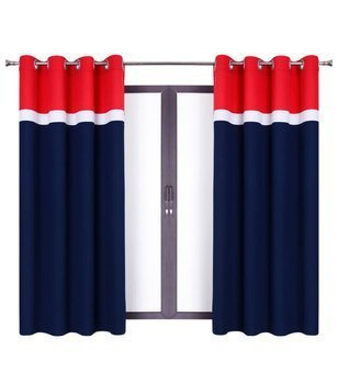 Urocza zasłona trio granatowa pas biały czerwony Maiko wzór 4