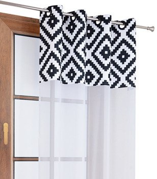 Firana duo z białego woalu i tkaniny w romby Rubi 3 wzór H1