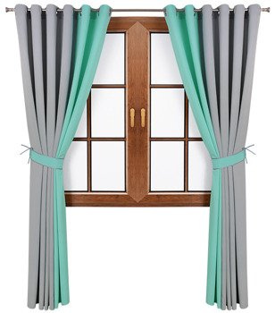 Komplet zasłon szarych duo jasno turkusowe Areta II wzór 3