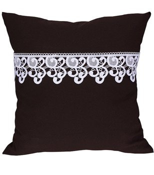 Poszewka z tkaniny matowej  ozdobiona gipiurą wenge