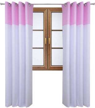 Stylowa zasłona duo biała z pasem na górze jasno różowym Massa