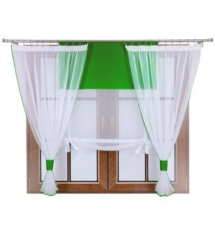 Komplet 2 firany panel z kokardkami Vigo II zielony