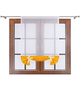 Uroczy panel z woalu dół matowy i kokardki Demi II mocny żółty