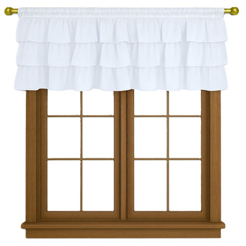 Lambrekin firana z białego woalu Carmen IV wykończona uroczymi falbanami