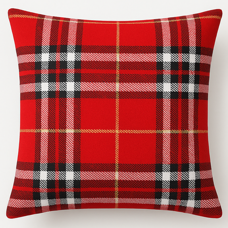 Poszewka świąteczna w kratkę czerwono bordowa na poduszkę dekoracja boże narodzenie