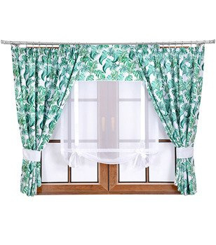 Komplet 2 zasłony w liście N1 panel z kokardkami Rubi IV