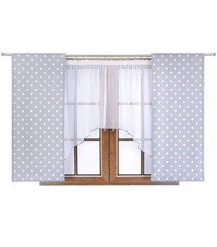 Komplet dla dzieci panele w szare groszki i firana łuk Tosia wzór 1 kropki