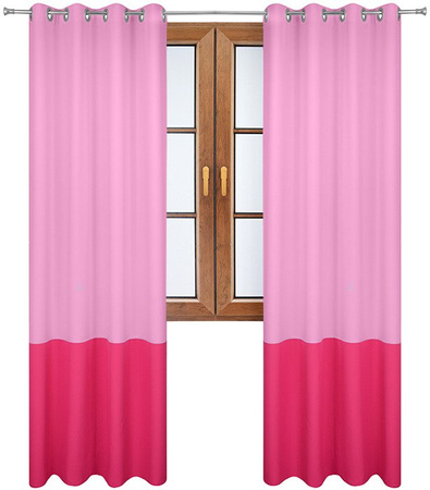 Zasłona duo jasno różowa z pasem na dole ciemny róż Soma
