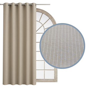 Zasłony z naturalnego lnu w prążki lniana zasłona chłodny beż len w paski