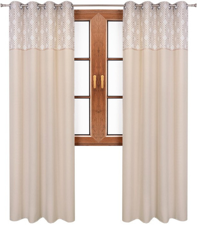 Zasłona beżowa duo z wyszywanym wzorem Akemi wzór 6