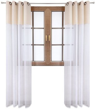 Firana duo z woalu i tkanina matowa kremowa Inez II