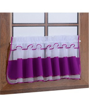 Zazdrostka z woalu i tkaniny matowej fuksja Bari z falbanką