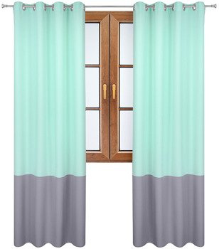 Zasłona duo miętowa z pasem na dole szarym Soma