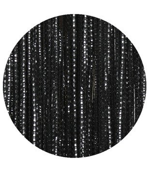 Makaron sznurki z wplecioną srebrną taśmą czarny