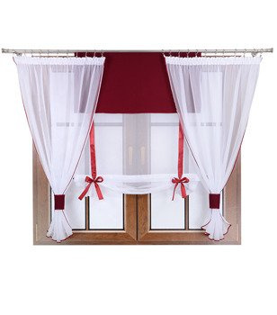 Komplet 2 firany panel z kokardkami Vigo II bordowy