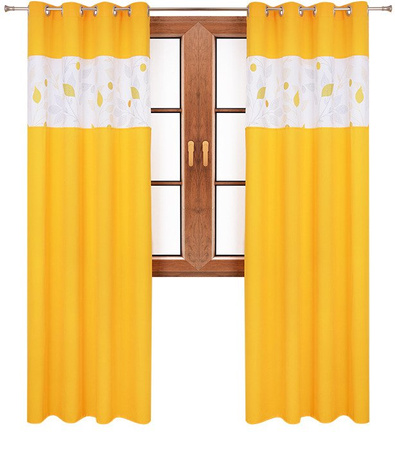 Zasłona matowa duo liście Cindy wzór C2 żółta