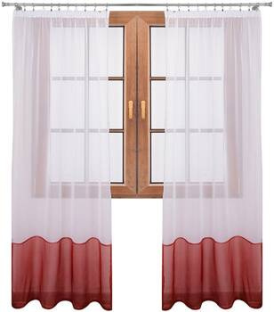 Śliczna klasyczna firana z białego woalu duo pas bordowy Lola