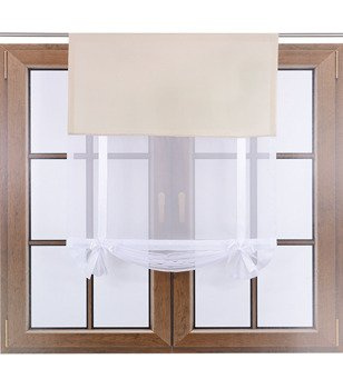 Uroczy panel ekran z woalu Vigo z kokardkami kremowy