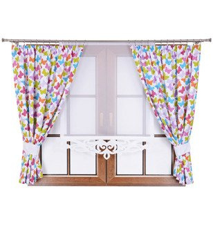 Komplet 2 zasłony w motylki P1 panel z ażurem Rubi V