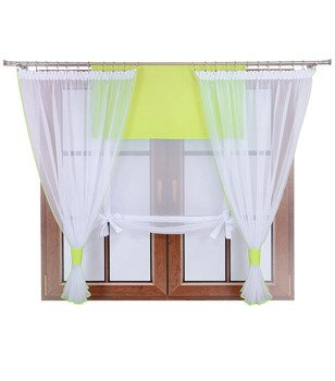 Komplet 2 firany panel z kokardkami Vigo II limonka