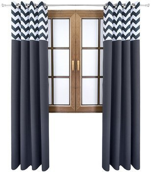 Zasłona grafitowa matowa  duo zygzaki Rubi 2 wzór B2