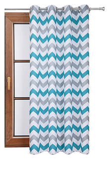 Zasłona w wzory Rubi szaro turkusowe zygzaki wzór B3