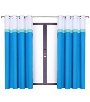 Urocza zasłona trio niebieska pas turkus biały Maiko wzór 3