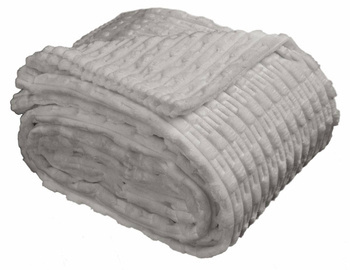 Koc Promyk w wytłaczane  prążki narzuta pled na łóżko miękki jasny szary