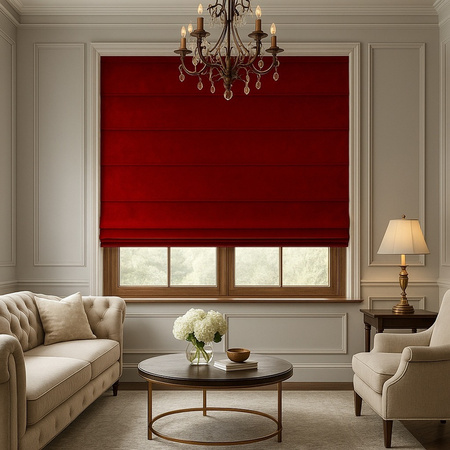 Roleta rzymska bordowa z aksamitnego weluru 