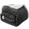 Gruby koc z barankiem narzuta pled ciepły dwustronny  wytłaczany ciemny szary