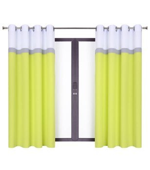 Urocza zasłona trio limonkowa pas szary biały Maiko wzór 1