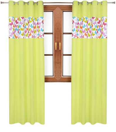 Zasłona matowa  duo motylki Cindy wzór P1 limonkowa