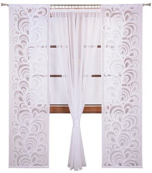 Komplet panele żakardowe z firaną z woalu Lana II wzór 1