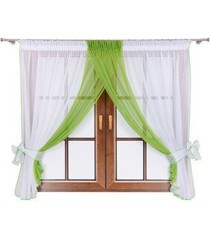 Urocza firana dwukolorowa z woalu Yumi biało-zielona