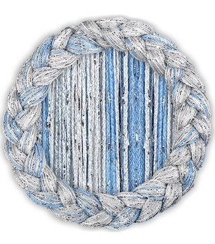 Makaron przeplatany srebrną nitką niebieski szary biały