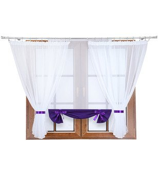 Komplet firan z panelem z woalu Demi II ciemny fioletowy
